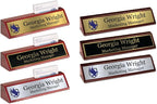 Custom Desk Wedge Name Plate - Personalized Titles and Styles (2x10 Inch, Red Piano Finish w/Name Plate)