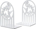 Weudes Hummingbird Book Ends, Metal Bookends for Shelves Decorative, Book Stopper for Heavy Books, Bookends for Home, Office, Library, School Use (White)