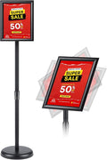 RedChili Sign Holder Stand 8.5x11 Inch, Adjustable Floor Standing Sign Holder Signage Stand with Aluminum Snap-Open Frame Vertical Horizontal View Display For Malls Schools Restaurants (Black, Sharp Corner)