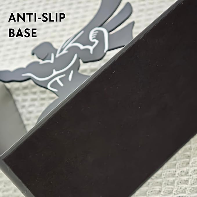 Superhero Metal Bookend – 6.5 Inch Heavy-Duty Book Holder with Anti-Slip Base, Unique Decorative Book Stand for Home or Office Shelf, Holds Large Books – Black