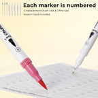 Ohuhu Markers for Adult Coloring Books No Bleeding 120 Colors Coloring Markers Water-based Dual Tips Fineliner & Brush Drawing Pens Art Pens for Kids Adults Sketch Journal - Maui - White