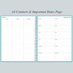 Daily Planner Undated - A4 To Do List Notebook Hourly Schedules, Spiral Appointment Planner for Women and Men,PVC Hardcover, Inner Pocket, Elastic Closure, 8.5" x 11", Teal