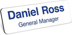 Custom Engraved Name Tags, Magnetic White and Blue Name Tags, Personalized Name Tags, 1x3 Inches, Durable Engravable Impact Material, Made in The USA by My Sign Center