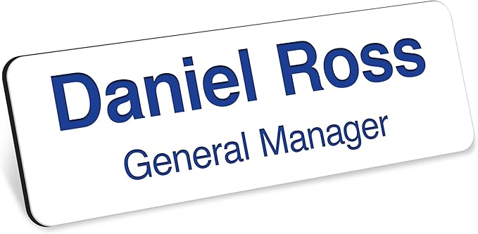 Custom Engraved Name Tags, Magnetic White and Blue Name Tags, Personalized Name Tags, 1x3 Inches, Durable Engravable Impact Material, Made in The USA by My Sign Center