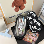 Cute Puppy Japanese Pencil Case Clear Case Large Capacity Canvas PVC Aesthetic Pen Holder Pencil Pouch Box