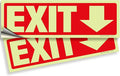 iSYFIX Exit Stickers Signs with Directional Down Arrow 2 Pack 12x4 Inch - Glow in the Dark Photoluminescent Vinyl for Office, School, Business, Warehouse - UV & Weather Resistant for Indoor/Outdoor Use
