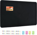 Vuzvuv Black 28"x16" Large Cork Board with 50 Push Pins & Sticky Notes, Self-Adhesive Bulletin Board for Wall, Felt Pin Vision Board for Paste Notes,Schedules Offices Home