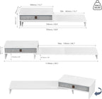 Fenge Computer Monitor Riser Stand with Drawer for 2 or 3 Monitors ,Adjustable Length and Angle Desktop Laptop Stand,Office Organizer,Printer,White