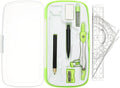 PATIKIL Geometry Precision Tool Set, 11 Pcs Geometry Set Compass Tool with Shatterproof Storage Box Rulers Math Compass Kit for Math Drafting Supplies, Yellow Green(Style 2)