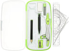 PATIKIL Geometry Precision Tool Set, 11 Pcs Geometry Set Compass Tool with Shatterproof Storage Box Rulers Math Compass Kit for Math Drafting Supplies, Yellow Green(Style 2)