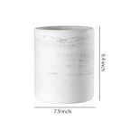QL DESIGN Bathroom Trash Can - Decorative Wastebasket Finished in Resin, Beautiful Marble Look, Modern Round Waste Basket for Bathroom, Powder Room Or Living (Marble Style), white