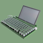 Adventurers Retro Typewriter-Style Mechanical Keyboard, 83 Keys, 75% Compact Layout, Bluetooth 5.0 and Wired, Hot-Swappable Blue Switch, White Backlit for Windows/Mac/iPad/PC/Laptop (Dark Green)