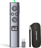 Norwii N95s BLE Presentation Clicker with Digital Pointer for PowerPoint Presentation on TV Screen and Projection Screen, Wireless Presenter Remote with Countdown Timer (Green Light-USB-A)