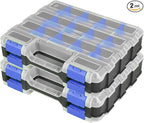 AIDY-PRO Small Parts Organizer Box Storage Case Tools Box Organizer Double Side 34 Compartments Hardware Organizers with Removable Plastic Dividers for Screws Nuts Nails Bolts, 2 Pack
