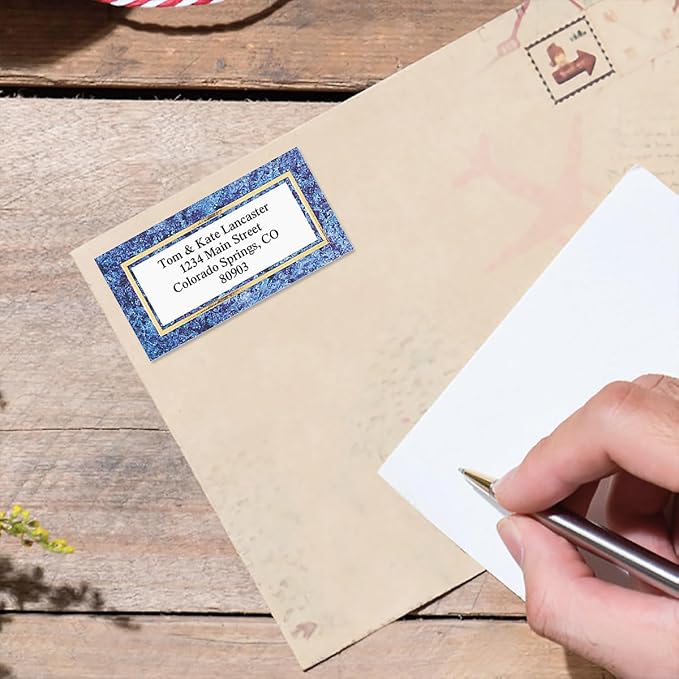 Granite & Gold Foil Border Return Address Labels - Set of 144 1-1/8" x 2-1/4" Self-Adhesive, Flat-Sheet Labels