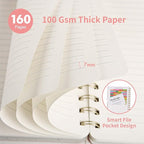 Spiral Notebook-5.75" x 8.125" College Ruled Journal with Inner Pockets and 160 Pages,PU Leather Cover Business Journal, Twin-Wire Binding Notebook Perfect for Office & Home School Supplies Light Pink