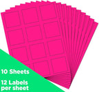 JAM PAPER Product & Container Labels - Square - 2 x 2 - Neon Pink - 120/Pack