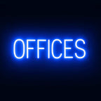 SpellBrite OFFICES Sign | Directional Sign with Neon Look, Blue LED Light Source | 24.2" x 6.3"