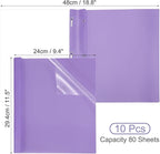 PATIKIL Plastic Report Covers with Prong, 10 Pcs 80 Sheet Clear Front Presentation Binders with 3 Metal Prong Fasteners Report Folder for Resume Documents Files Letter, Light Purple