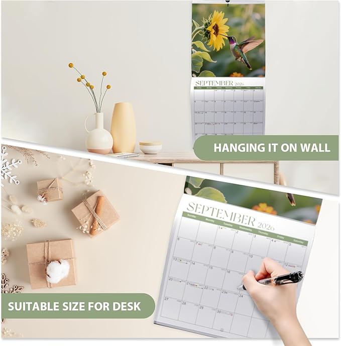 2026 Wall Calendar, Large Monthly Wall Calendar Dogs, Jan 2026 - Dec 2026, 12" x 24" (Opened), Hanging Planning Calendars for Family Home Office Supplies