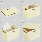 Roobyl 17" Large Collapsible Storage Bins with Lids, Stackable Closet Organizers with PU Handle and Labels, 3-Pack Decorative Fabric Storage Boxes for Home, Bedroom, Closet, Office, Nursery(Beige)