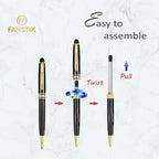 FANSTIK Customized BallPoint pen with name (MADE IN USA), stainless steel, black and gold, luxury engraved pen personalized for men and for women. (BallPoint Black-Gold)