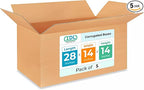 Extra Large Shipping & Moving Boxes 28 x 14 x 14 inches (5-Pack) - Extra Strength 200 lb vs Regular - Corrugated Strong Cardboard Boxes - Durable Packing - Moving Box Cardboard by IDL Packaging