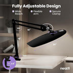 Neatfi XL 2,200 Lumens LED Desk Lamp with Clamp, 24W Bright Architect Task Lamp, 20 Inches Dimmable Computer Light, Adjustable Desk Light for Home, Office, Crafts, Nails & Hobbies (Non-CCT, Black)