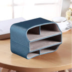 PUSU Remote Control Holder PU Leather 360 Degrees Rotatable Desktop Supply Organizer Storage Box for Controllers Media Stationery Nightstand TV Caddy E-reader iPad Phone Pen/Pencil Cosmetic