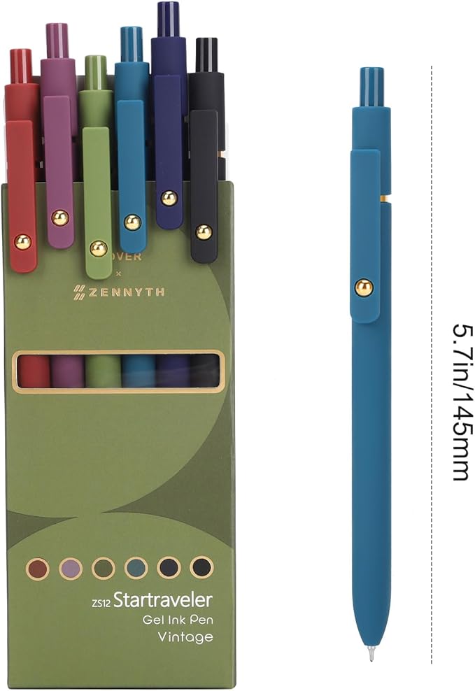 FIOVER Colored Pens, 12 Pack Colorful Gel Pens, Quick-Dry 0.7mm Medium Point for Journaling, Note Taking, Doodling, Aesthetic Office School Supplies, Gifts for Women Men（12PCS Aesthetic+Vintage）