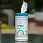 Juniper CLEAN 1 Pack Surface Cleaning Wipes with Bleach, All-Purpose Cleaner for Bathroom, Kitchen, Office, 75 Count Canister, 7.5" x 7" Sheet, Fresh Scent, Lint Free & Durable