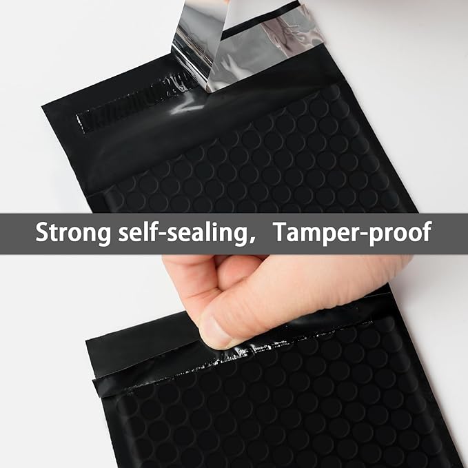 skardeco 3.5x5 Inch Black Bubble Mailers 40 Pack Self-Seal Poly Padded Envelopes Suitable for Small Businesses to Package and Mail Jewelry Cosmetics, Electronic Products, Cards (Black, 3.5x5-40)