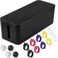 TuweChen Cable Management Box - Large Cable Organizer Box to Hide Wires & Power Strips, TV & Desk Computer Wires, Cord Organizer Box for Home & Office, Black
