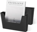 YOHOM No Drilling File Holder Wall Mails Magazines Organizer Adhesive Door Mount, Single Pocket, (White 1) (BLACK, 2 PCS)