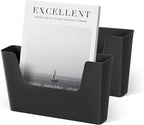 YOHOM No Drilling File Holder Wall Mails Magazines Organizer Adhesive Door Mount, Single Pocket, (White 1) (BLACK, 2 PCS)