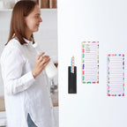 Thboxes 4 Pack Magnetic Note Pad for Fridge with Pen Holder, Totally 200 Sheets Grocery List Magnet Pad for Refrigerator Magnetic Shopping List Pad（Floral Design）