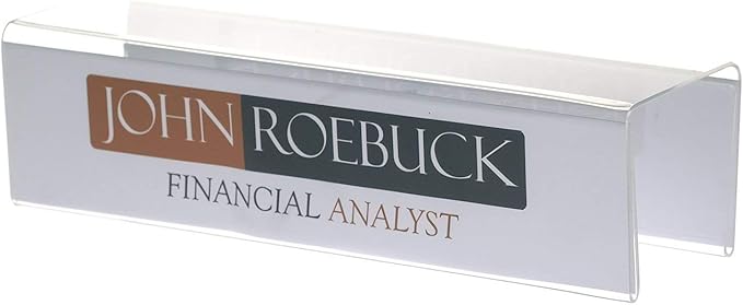 Source One Deluxe Clear Acrylic Cubicle Sign Holder & Name Plates 3 Sizes Available (2 1/4 Inch Hook, Name Plate Double Sided)