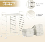Giantex 12 Drawer Rolling Cart with Drawers, Storage Organizer Cart for Classroom Office School Teacher, Mobile Drawer Cart for Tools, Crafts, Small Printer, Ivory