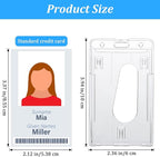 25 Pack Vertical 2-Card Badge Holder, Heavy Duty Hard Plastic ID Card Holder with Thumb Slot, Clear PC Protector Sleeve for Office, School, Credit Cards & Driver's Licenses