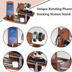 Gifts for Men, Fathers Day Wood Phone Docking Station for Dad, Desk or Nightstand Organizer, Mens Gifts for Husband, Birthday Gifts for Men,Gifts for Fathers Day, Key Holder Wallet, Watch & Essentials