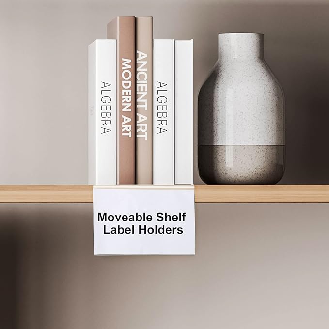 Containlol 15 Pieces Moveable Shelf Label Holders Clear Shelves Tags Moveable Library Markers Transparent Shelf Label Display Holder for Classroom Office Library Book Shelves(6.5 x 3.54 x 2.36 Inch)