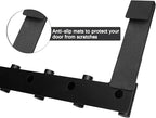 PMMASTO Shower Door Hooks, (7.5 Inch) Extended Towel Hook for Bathroom Frameless Glass Shower Doors, Stainless Steel Heavy Duty Holder for Hanging Robe,Towel (Black 5 T-Hooks-Fits 3/8" Thick Door)