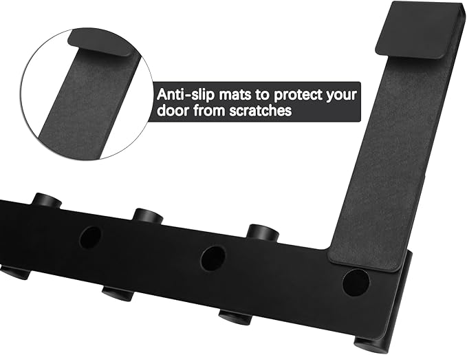 PMMASTO Shower Door Hooks, (7.5 Inch) Extended Towel Hook for Bathroom Frameless Glass Shower Doors, Stainless Steel Heavy Duty Holder for Hanging Robe,Towel (Black 5 T-Hooks-Fits 3/8" Thick Door)