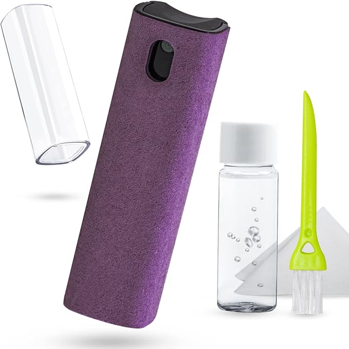 walrfid Screen Cleaner Spray and Wipe, Cleaning Kit for Electronic Smart Phone TV, Laptop, Tablet, PC, Computer Flat Screens, Eyeglasses, Compatible with iPhone iPad MacBook,Purple