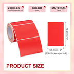 PATIKIL 2 x 3 Inch Rectangle Inventory Color Coding Labels 2 Roll, Square Self-Adhesive Inventory Label Stickers for Office Home Organization Name Tags, 250 Per Roll, Red