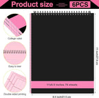 Resurhang 6 Pcs Legal Pad Top Spiral Bound Notebook 70 Sheets Double Sided College Ruled Paper Notepad Memo Steno Pad with Stiff Cover for Business College(8.5 x 11 Inches,No Holes,Pink)