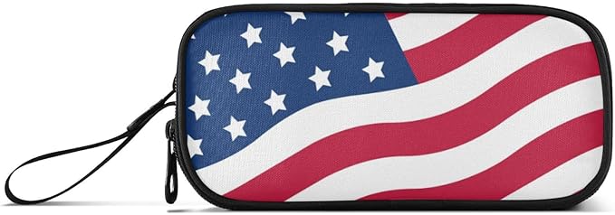 BOENLE USA American Flag Pencil Case Box Boys Girls Large Pencil Pouch Zipper Compartments Big Capacity Stationery Pen Bag Organizer for Kids Teens Adults School