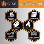 GTSE Wide Masking Tape, 4 inches x 55 Yards (164 ft), Multi-Surface Adhesive Painting Tape, 24 Rolls