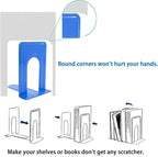 Metal Book Ends for Office Home, Book Shelf Holder Home Decorative, Book Ends for Heavy Books/Movies/CDs, Blue 6.5 x 5 x 5.7 in, 4 Pair/ 8 Piece