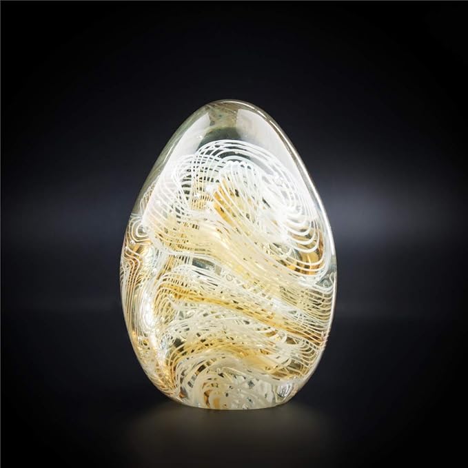 QFkris Crystal Blessings Paperweight Easter Eggs 3.4" Blown Glass Art Figurine Collectibles Desk Decor (Yellow)